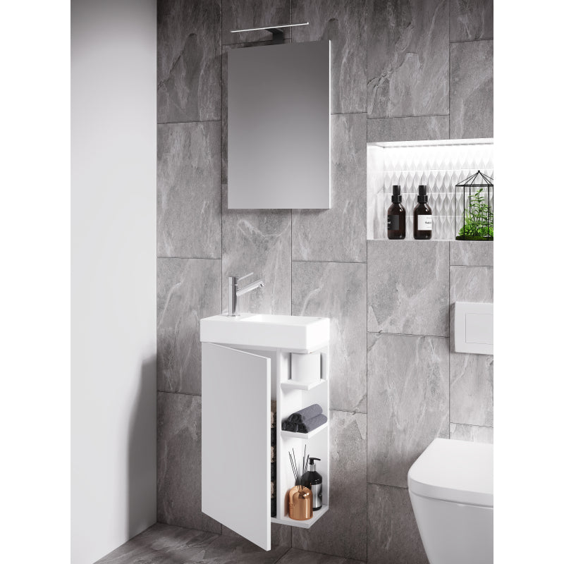 Forma di Ezooza Mobile Sospeso con lavabo in ceramica di alta qualità e specchio, Bianco ,