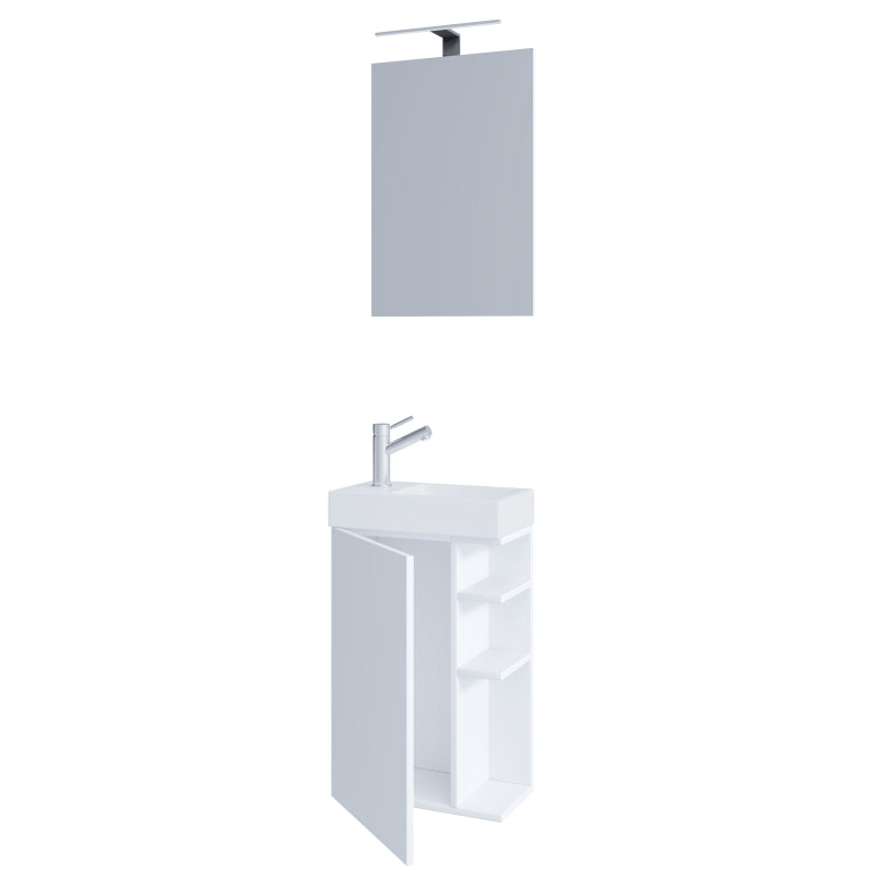 Forma di Ezooza Mobile Sospeso con lavabo in ceramica di alta qualità e specchio, Bianco ,