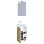 Forma di Ezooza Mobile Sospeso con lavabo in ceramica di alta qualità ed armadietto a specchio, Bianco/Rovere ,