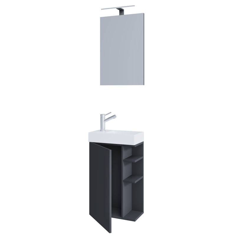 Forma di Ezooza Mobile Sospeso con lavabo in ceramica di alta qualità e specchio, Antracite ,