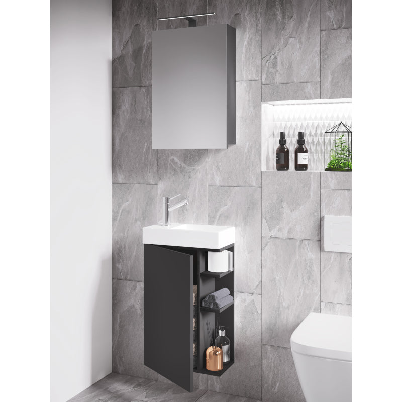 Forma di Ezooza Mobile Sospeso con lavabo in ceramica di alta qualità ed armadietto a specchio, Antracite ,