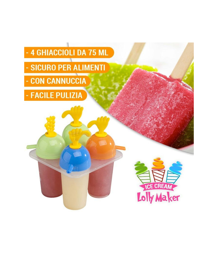 Forma Stampo Stampino Per Ghiaccioli Gelato 4 Scomparti Feste Party Ice Maker         