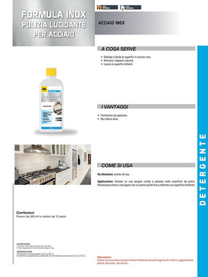 Formula Inox Ml.500 Lucidante Per La Pulizia Dell'acciaio