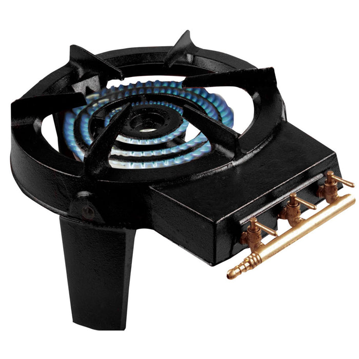 ProBache - Fornello a gas in ghisa con 3 rubinetti in ottone