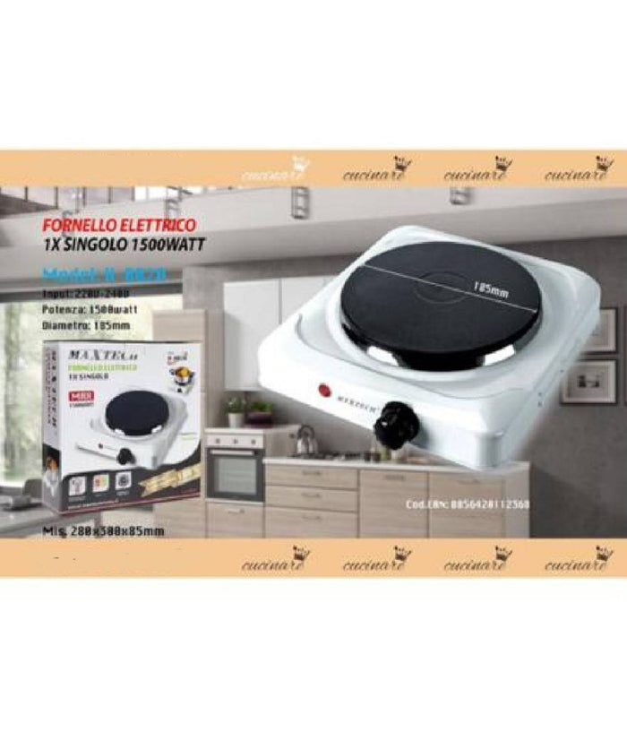 Fornello Elettrico 1500w Portatile 18,5 Cm Da Viaggio Campeggio H-002a Maxtech         