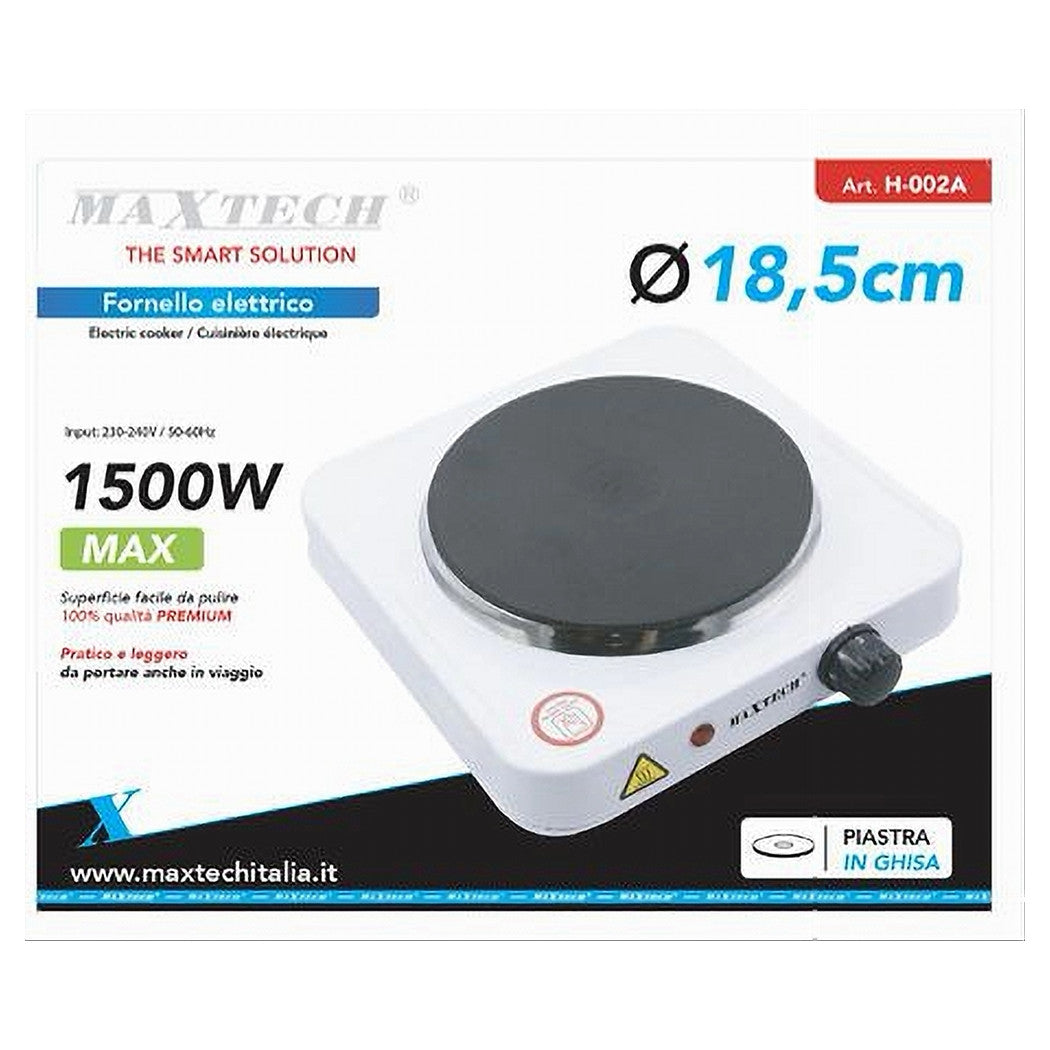 Fornello Elettrico 1500w Portatile 18,5 Cm Da Viaggio Campeggio H-002a Maxtech         