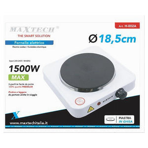 Fornello Elettrico 1500w Portatile 18,5 Cm Da Viaggio Campeggio H-002a Maxtech         