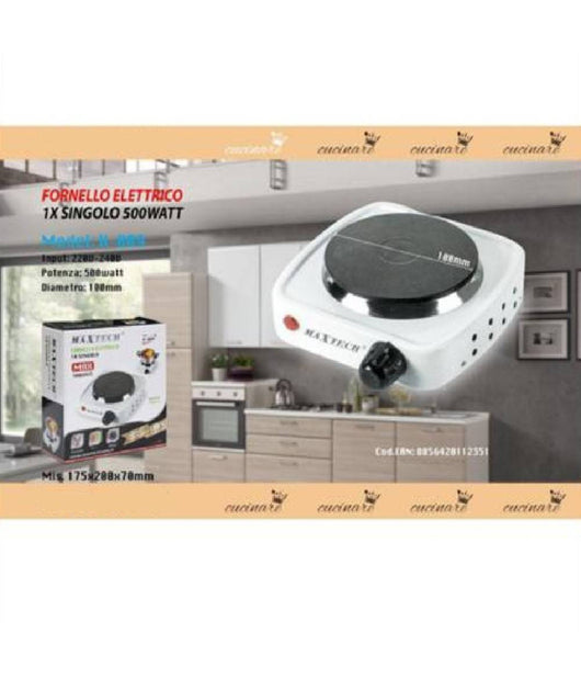 Fornello Elettrico 500w Regolabile Piastra 105mm Campeggio Vacanza Maxtech H-009         