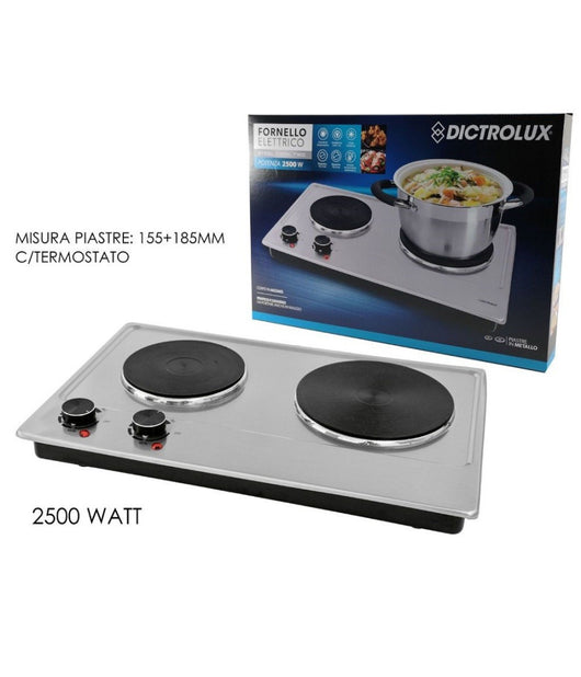 Fornello Elettrico Con Doppia Piastra Termostato 2500 Watt Per Campeggio 873801         