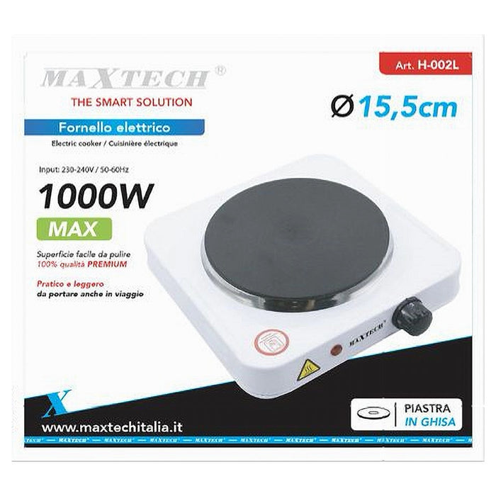 Fornello Elettronico 1000 W Temperatura Regolabile Piastra 15 Cm Maxtech H-002l         