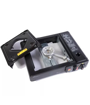 Fornello Portatile Da Campeggio A Gas Cucina Viaggio Camping Con Valigetta         