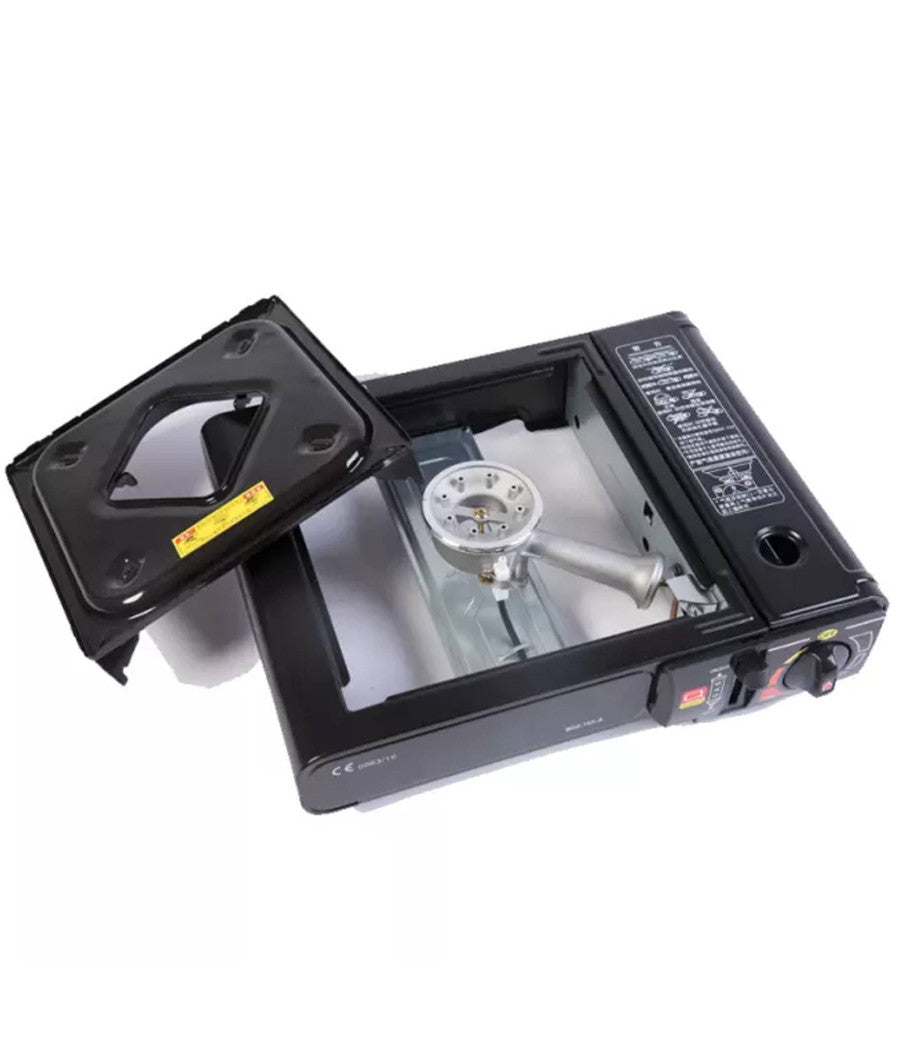 Fornello Portatile Da Campeggio A Gas Cucina Viaggio Camping Con Valigetta         