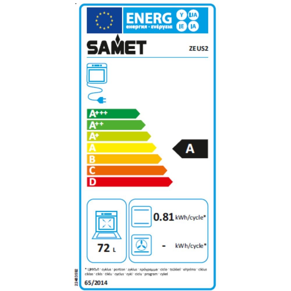 Forno elettrico multifunzione Zeus2 Samet nero classe A