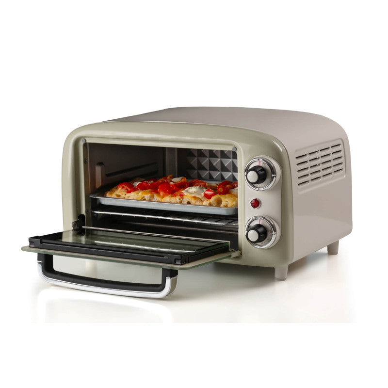 Forno Elettrico Vintage 800W - Capacità 10L - Doppio vetro - Retrò - Beige