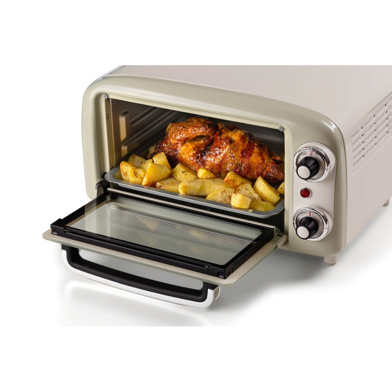 Forno Elettrico Vintage 800W - Capacità 10L - Doppio vetro - Retrò - Beige