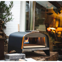 Forno per Pizza e pane Ventura "Ibrido" alimentato a Legna, gas o pellet. In acciaio inox. Temperatura massima 500C°