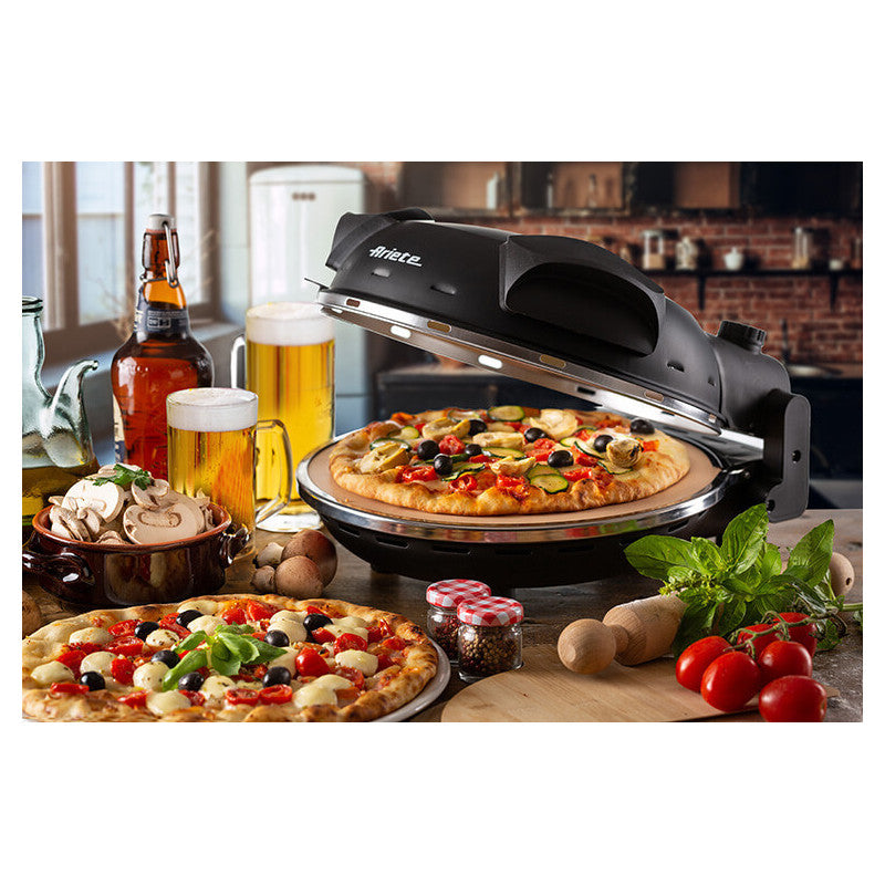 Forno Pizza - 4 Minuti - Piastra in Pietra Refrattaria - 1200W - Bianco