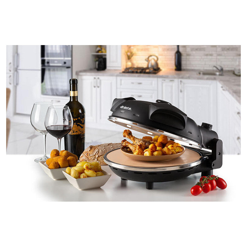 Forno Pizza - 4 Minuti - Piastra in Pietra Refrattaria - 1200W - Bianco