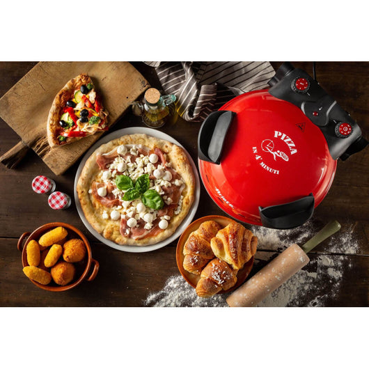 Forno Pizza - 4 Minuti - Piastra in Pietra Refrattaria - 1200W - Nero