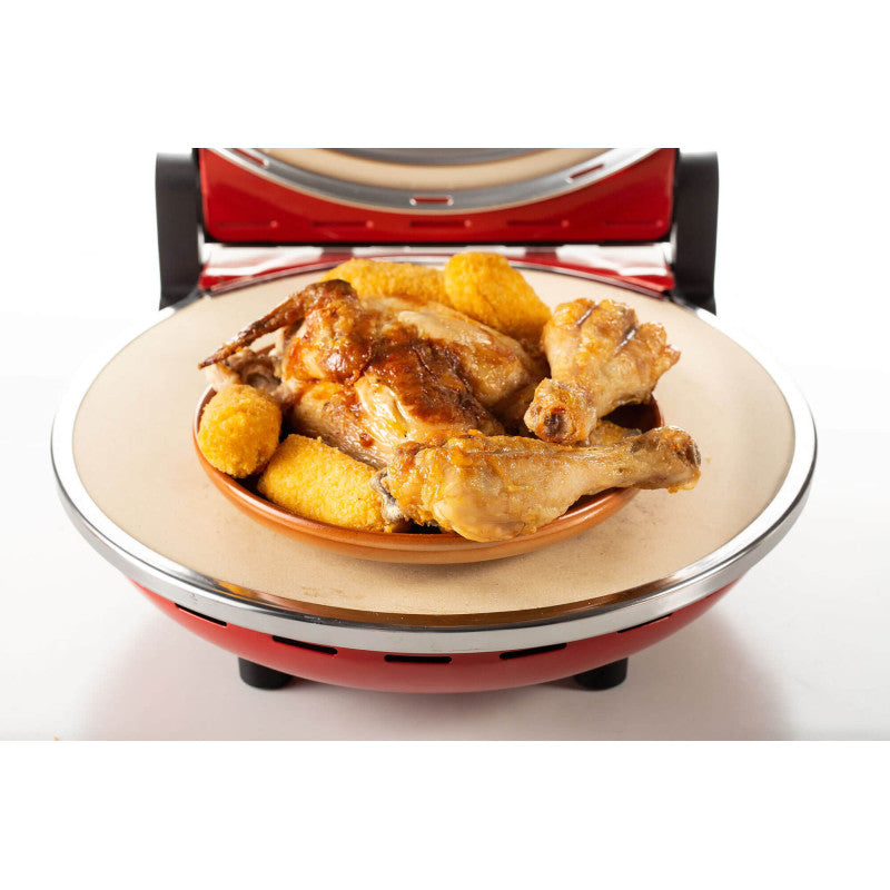 Forno Pizza - 4 Minuti - Piastra in Pietra Refrattaria - 1200W - Nero