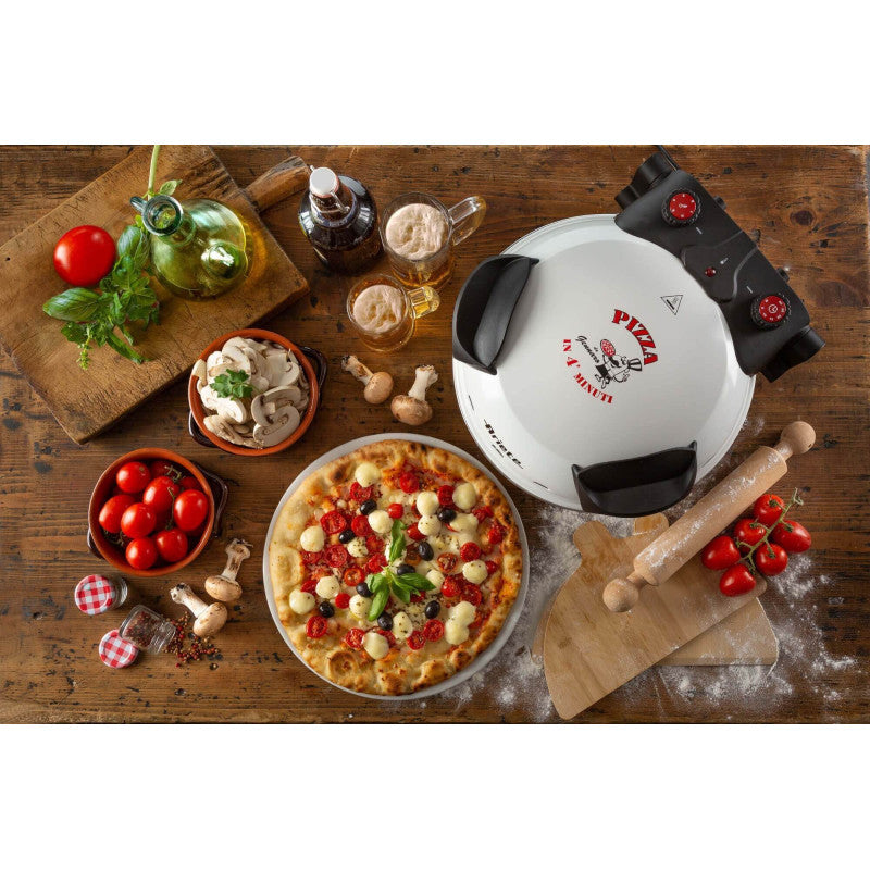 Forno Pizza - 4 Minuti - Piastra in Pietra Refrattaria - 1200W - Nero