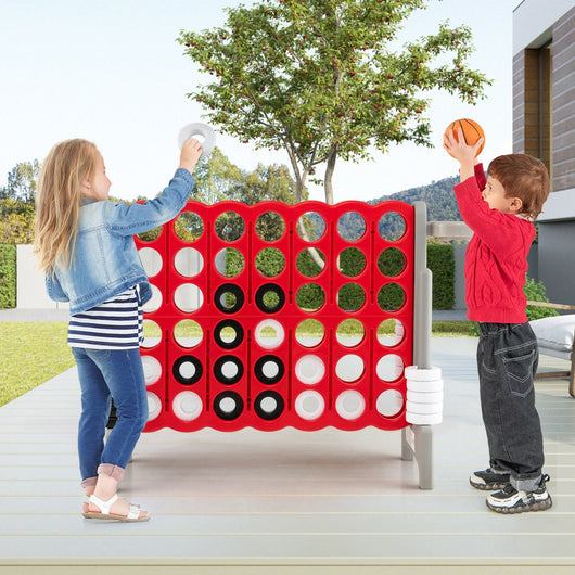 Forza 4 gigante con canestro e gioco di lancio, Gioco da esterno per bambini e adulti 84x33x79 cm Grigio-Giochi esterni