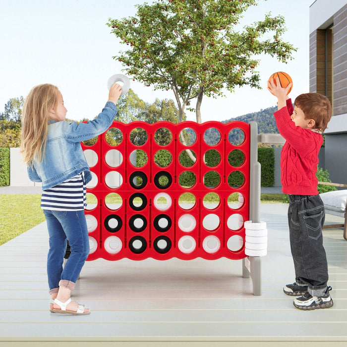 Forza 4 gigante con canestro e gioco di lancio, Gioco da esterno per bambini e adulti 84x33x79 cm Grigio-Giochi esterni