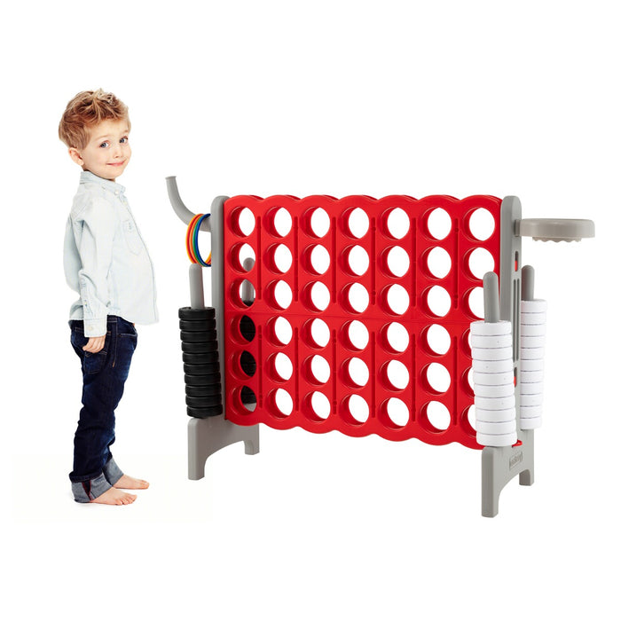 Forza 4 gigante con canestro e gioco di lancio, Gioco da esterno per bambini e adulti 84x33x79 cm Grigio-Giochi esterni