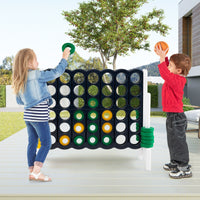 Forza 4 gigante con canestro e gioco di lancio, Gioco da esterno per bambini e adulti 84x33x79 cm Bianco-Giochi esterni