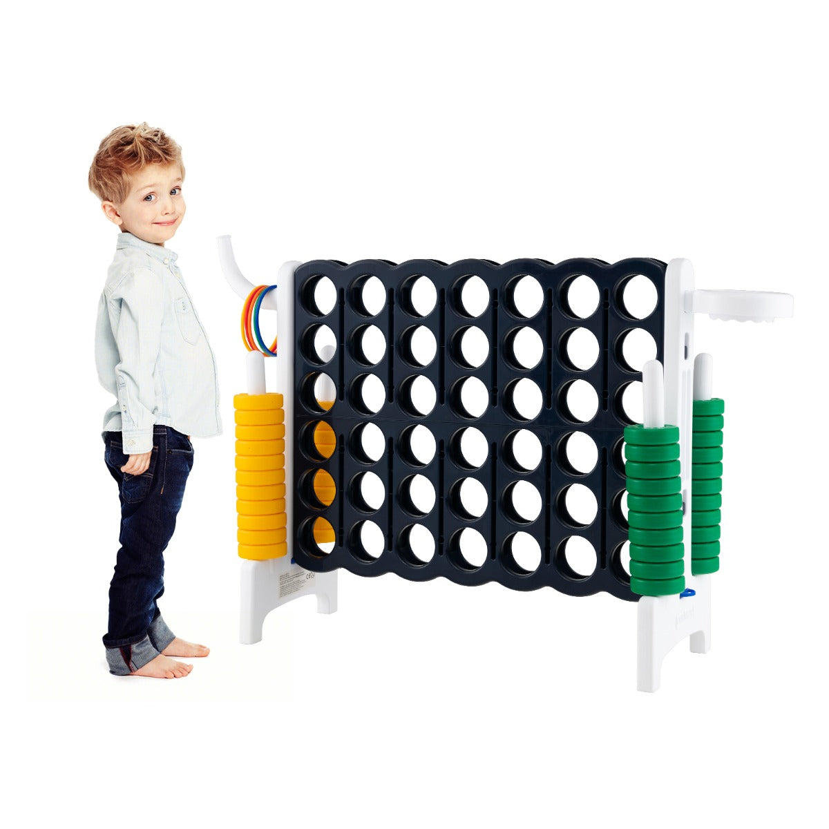 Forza 4 gigante con canestro e gioco di lancio, Gioco da esterno per bambini e adulti 84x33x79 cm Bianco-Giochi esterni