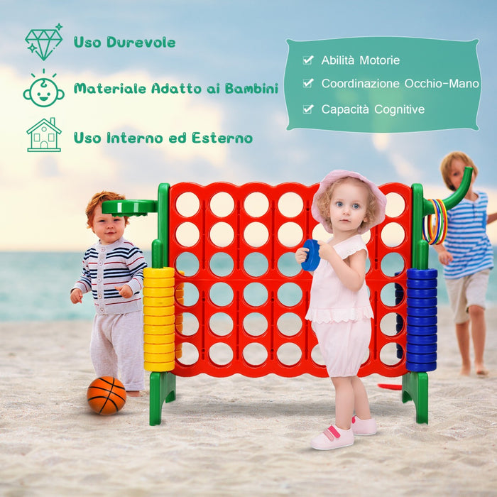 Forza 4 gigante con canestro e gioco di lancio, Gioco da esterno per bambini e adulti 84x33x79 cm Verde-Giochi esterni