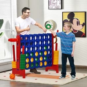 Forza 4 gigante con canestro e gioco di lancio, Gioco da esterno per bambini e adulti 84x33x79 cm Rosso-Giochi esterni