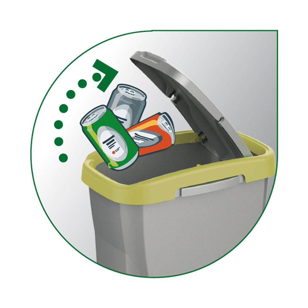 BIDONE PATTUMIERA RACCOLTA DIFFERENZIATA "ECOSWING" 40LT GRIGIO CORNICE VERDE MHOME 10.8073.VERDE