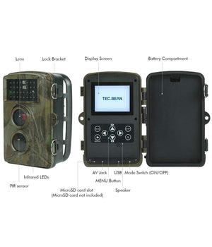 Fotocamera Da Caccia Fototrappola Con Visione Notturna A Infrarossi Sensore Pir         