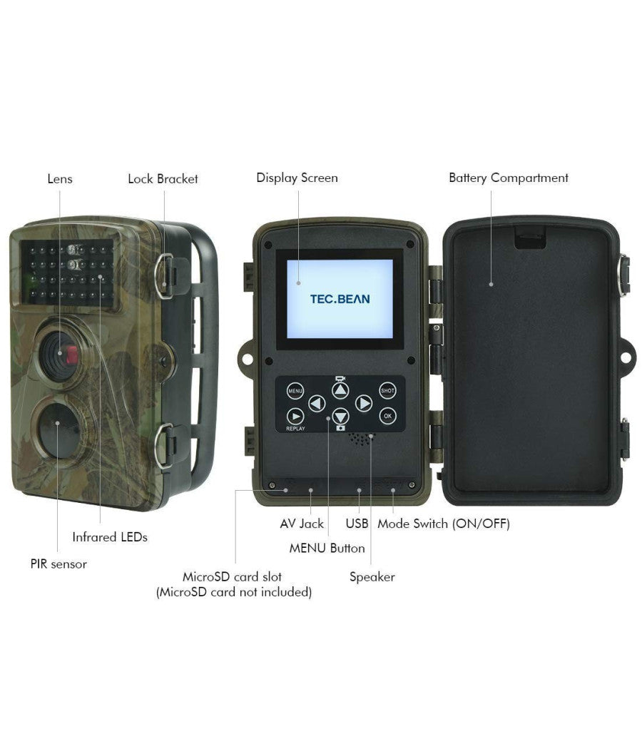Fotocamera Da Caccia Fototrappola Con Visione Notturna A Infrarossi Sensore Pir         
