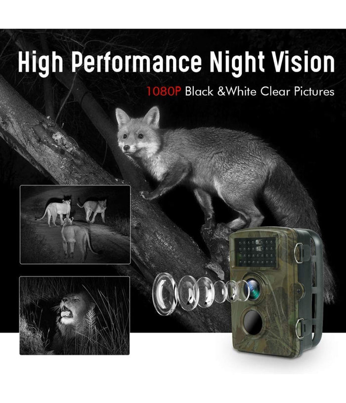 Fotocamera Da Caccia Fototrappola Con Visione Notturna A Infrarossi Sensore Pir         