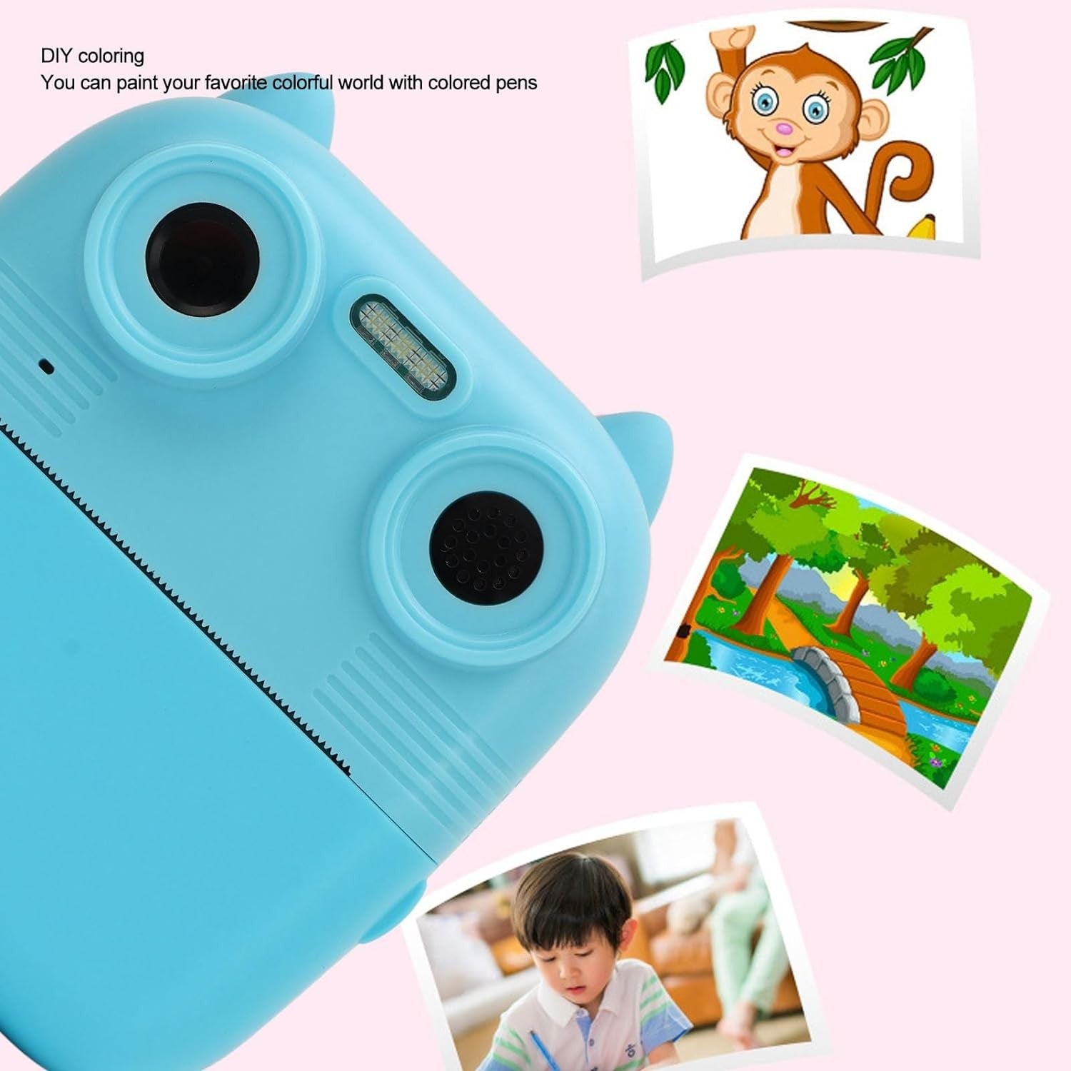 Fotocamera Digitale per Bambini, 1080P hd Dual Len Selfie Video Timer Giochi Fill Light IPS da 2,8 Pollici - ZENCOCCO