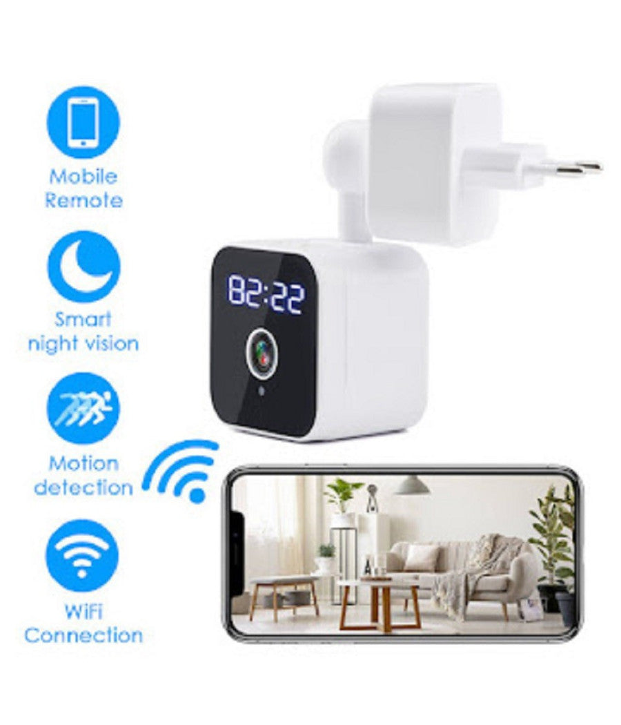 Fotocamera Hd 1080p Wifi Sicurezza Ip Home Cam Visione Notturna Orologio Q-sx909         