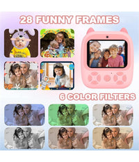 Fotocamera Istantanea Bambini Digitale Hd 1080p 4 Rotoli Scheda Sd Doppia Lente         