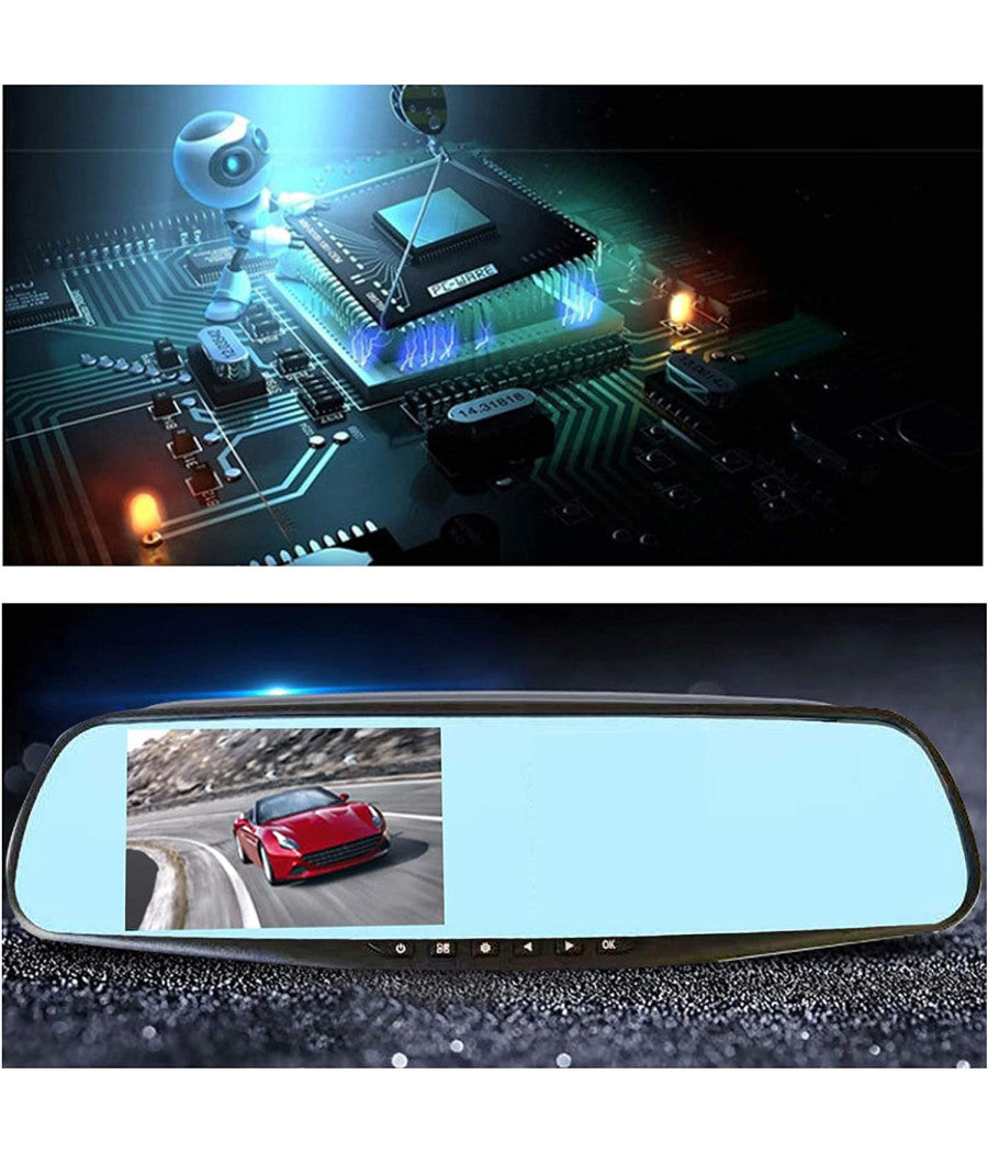 Fotocamera Per Auto Specchio Touch Full Hd 5" Guida Con Doppio Obiettivo Qy-4500         