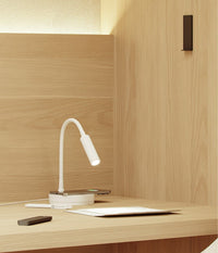 Beneito Faure Lampada da Tavolo Led Stem - 5W, Luce calda, Per scrivania, lettura e comodino, Ricarica Wireless, Testa Orientabile - Colore Bianco​