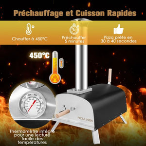 Forno per pizza da esterno a pellet con pietra refrattaria pala ignifuga gambe pieghevoli camino estraibile 20_0008602