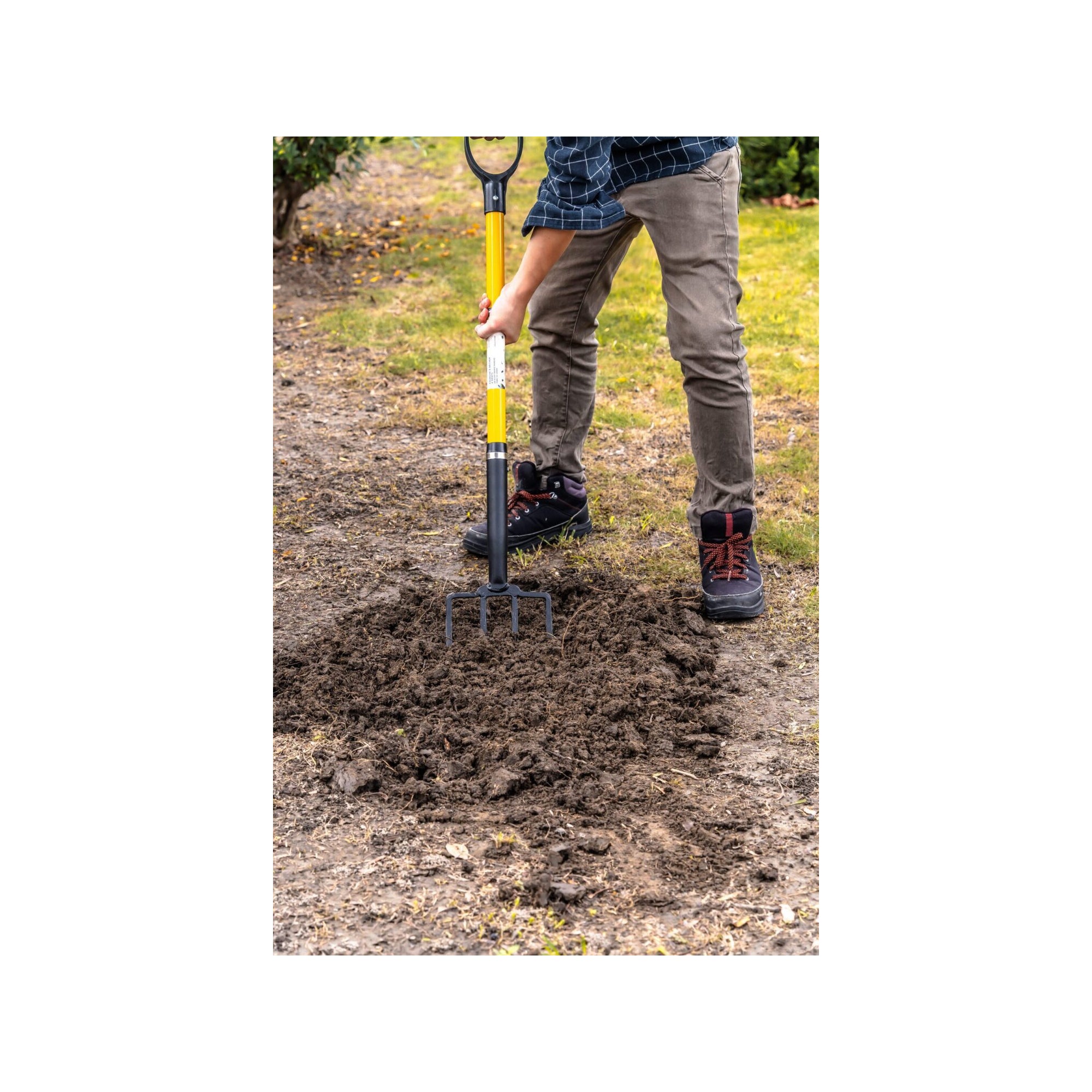 Forca da giardino - Suan - 4 rebbi - Manico in fibra di vetro - Impugnatura comoda