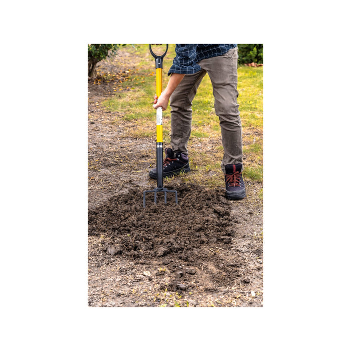 Forca da giardino - Suan - 4 rebbi - Manico in fibra di vetro - Impugnatura comoda