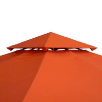 Copertura per Gazebo 3x3 m a 2 Livelli in Poliestere Resistente con 8 Fori di Drenaggio, Rosso Ruggine