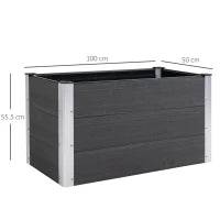 Fioriera Vaso per Piante e Colture in Legno e Plastica 100x50x50cm Grigio