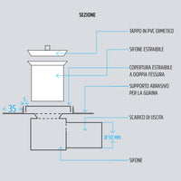 Canale canaletta pavimento lineare scarico doccia full inox mattonella canalina *** misure l585xh63>115 mm, confezione 1