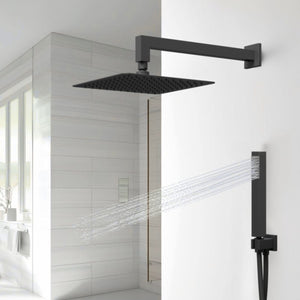 Set per doccia rettangolare in acciaio inox nero opaco 20x30 centimetri *** finitura- nero opaco, confezione 1