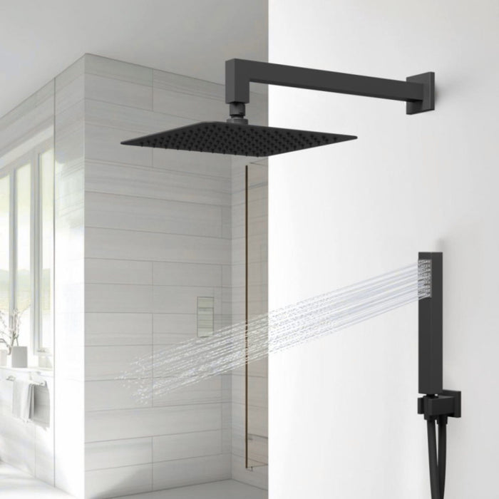 Set per doccia rettangolare in acciaio inox nero opaco 20x30 centimetri *** finitura- nero opaco, confezione 1