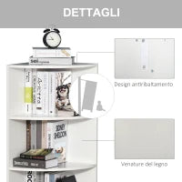 Libreria ad Angolo 4 Ripiani a Muro e Parete Legno 39.5x39.5x120cm Bianco